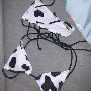 Cow print thong bikini